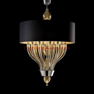 Pandora 5675 10 Suspension Lamp in Glass with Black/Gold Shade
