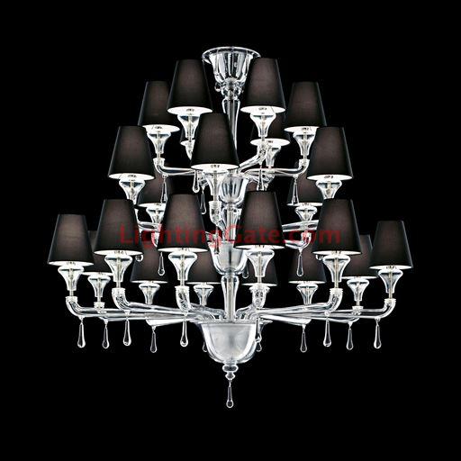Nevada 5549 24 Chandelier in Glass with Black Shade, by Barovier&Toso